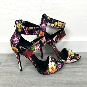 Steve Madden Mira Floral Heels 8.5 Strap Ankle